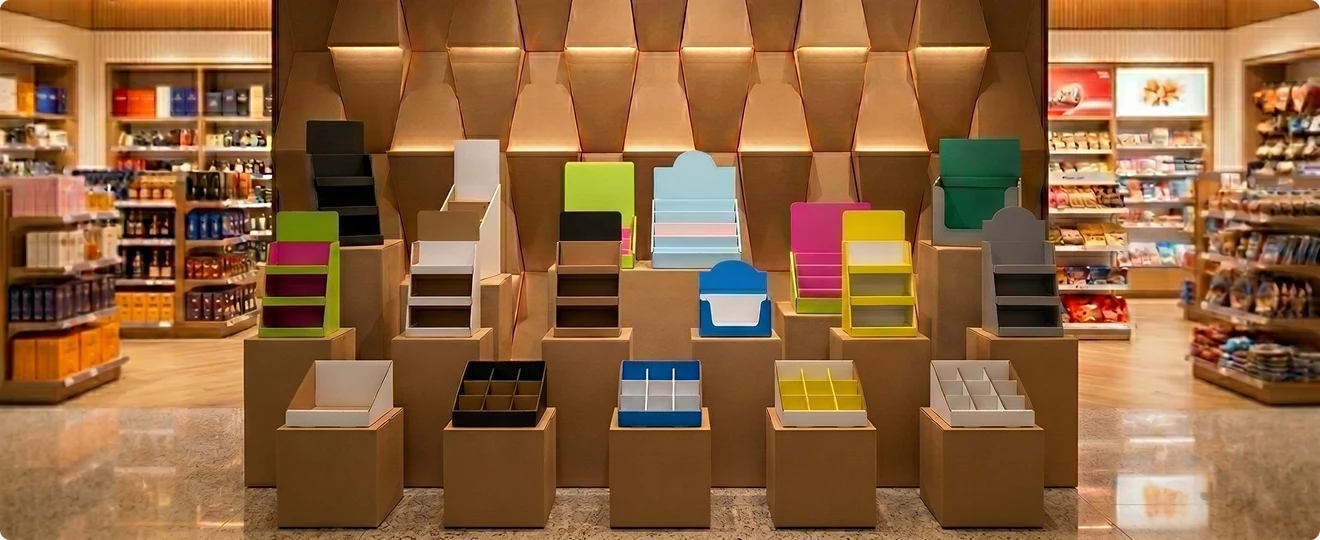 Colored display boxes without branding